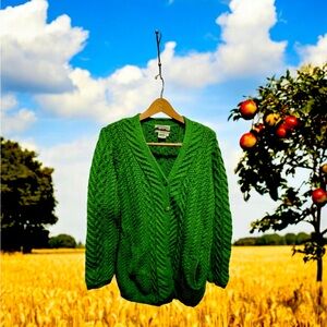 Aran Crafts size Large merino wool cardigan sweater